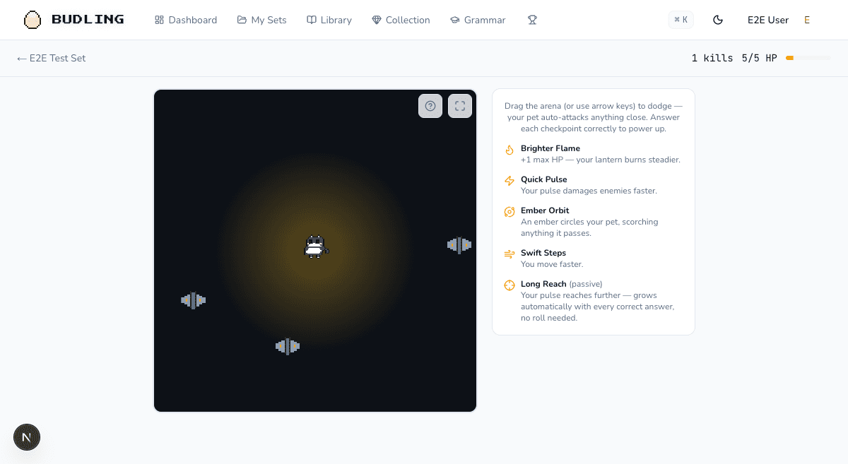 Word Survivors gameplay — Dodge and auto-attack your way through English vocabulary